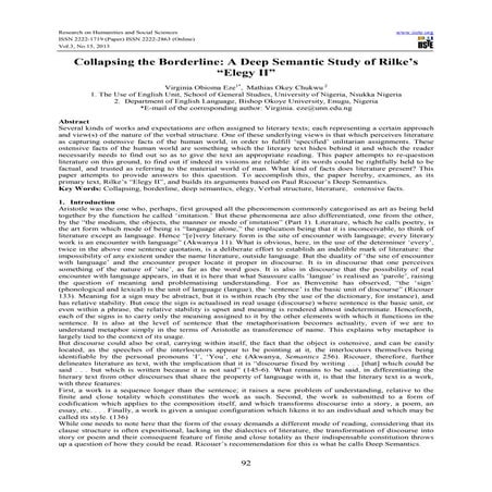 Collapsing the borderline a deep semantic study of rilke’s “elegy ii”