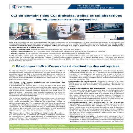 CCI de demain : des CCI digitales, agiles et collaboratives