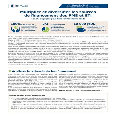 Multiplier et diversifier les sources de financement des PME et ETI