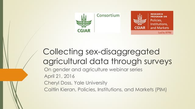 Collecting sex disaggregated agricu...