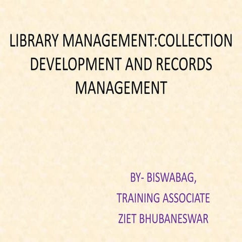 COLLECTION DEVELOPMENT POLICY IN SCHOOL LIBRARY