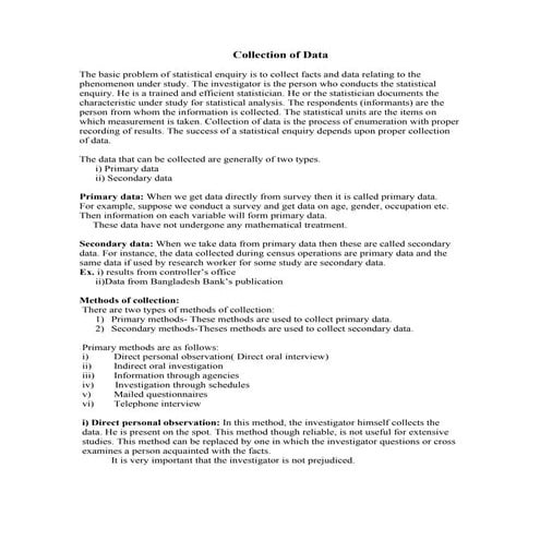 Collection of data te