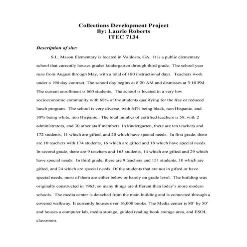 Collections development project