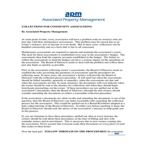 Collections For Community Associations