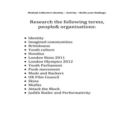 Collective identity key terms activity