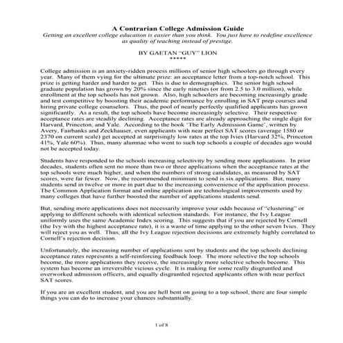 College admission and selection guide