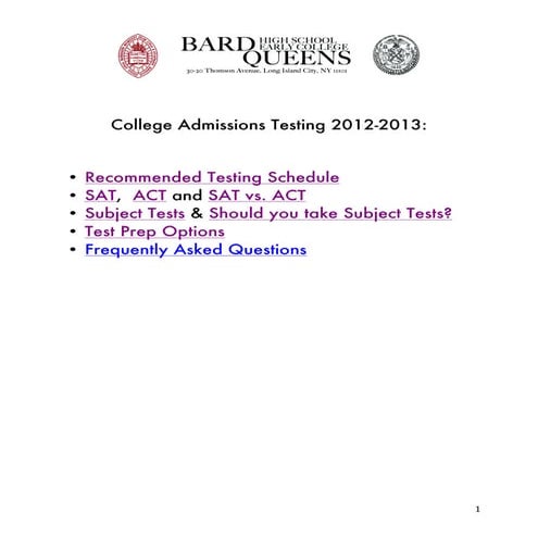 College admissions testing 2012 2013