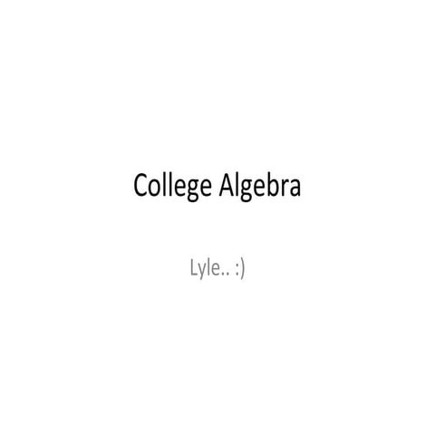 College Algebra [QEE-R 2012]