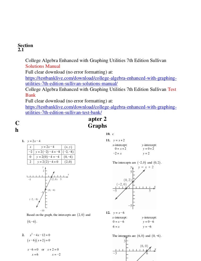 College Algebra Enhanced With Graphing Utilities 7th Edition Sullivan