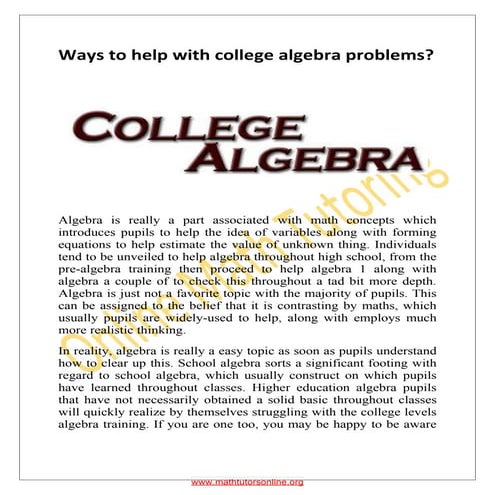Help with college algebra problems