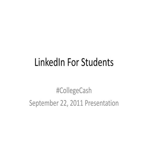 #CollegeCash linkedin for students Chat Session