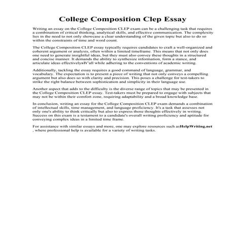 College Composition Clep Essay. Clep College Composition Exam Guide  Multiple...
