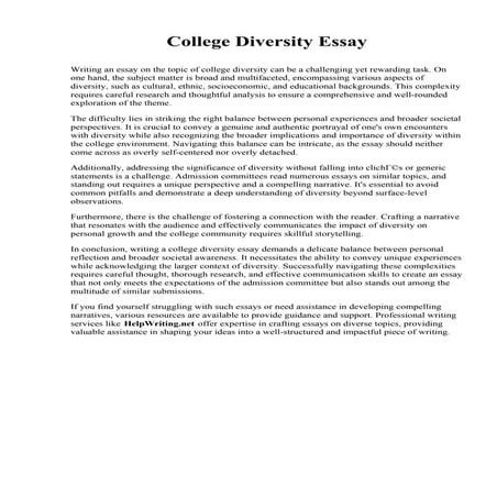 College Diversity Essay. Notre Dame of Maryland University