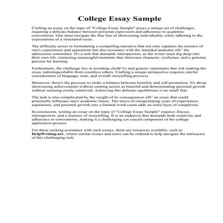 College Essay Sample. Personal Essay Examples for College Admission ...