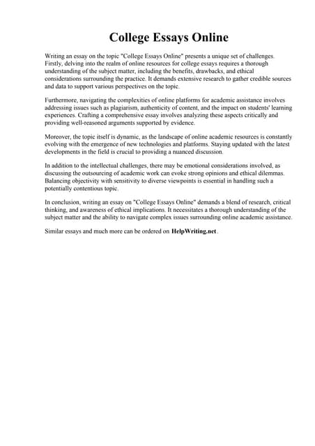 College Essays Online pdf College Essays Online pdf