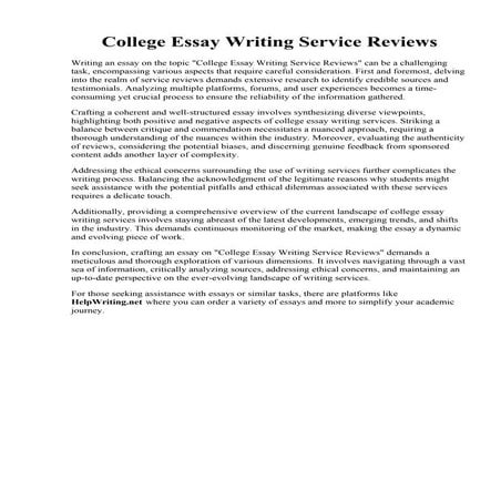 College Essay Writing Service Reviews