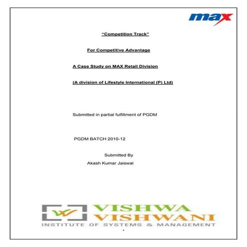 Competition Track project  ( Max Retail )