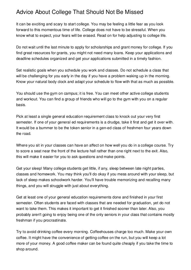 Advice About College That Should Not Be Missed