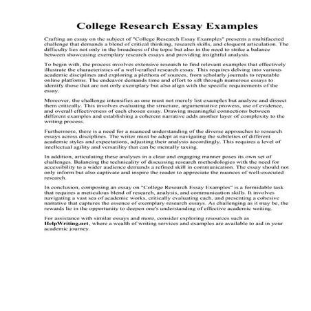 College Research Essay Examples. FREE 22 Sample Essay Templates in MS ...