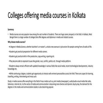Colleges offering media courses in kolkata