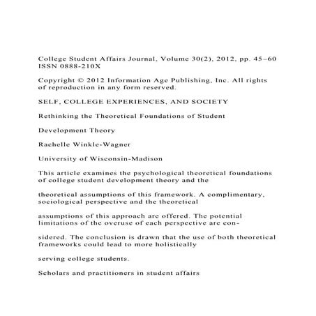 College Student Affairs Journal, Volume 30(2), 2012, pp. 45–60.docx