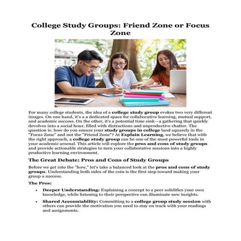 College Study Groups Friend Zone or Focus Zone | PDF