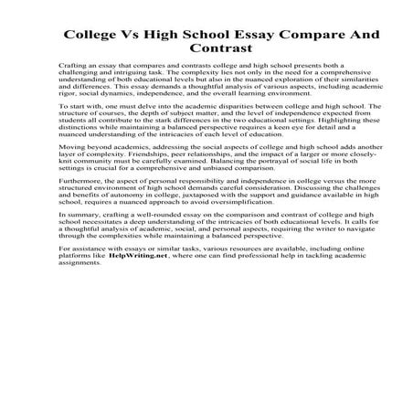 College Vs High School Essay Compare And Contrast.pdf