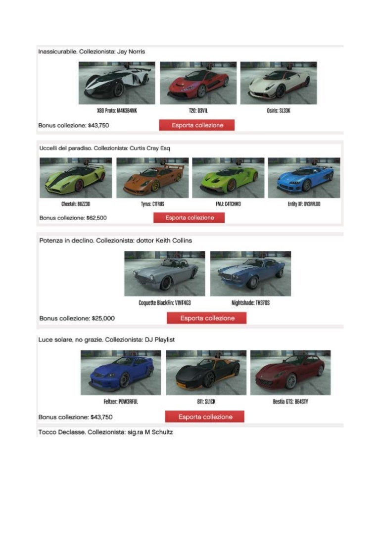 Collezione Cars Gta 5