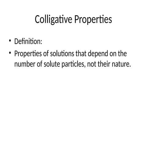 Colligative properties | PPT