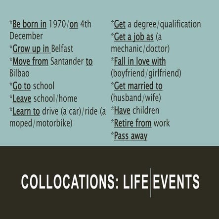Collocations life events