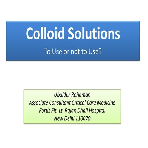 Colloid vs Crystalloids