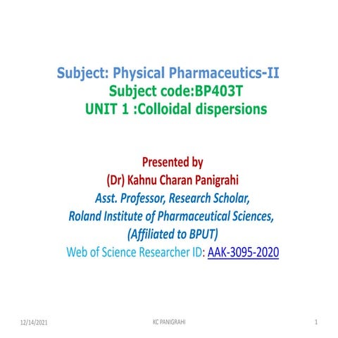 Pharmaceutical Colloidal Dispersion