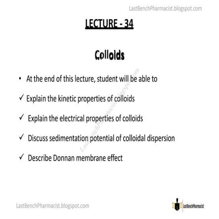 Colloids A Comprehensive Overview Lecture -10