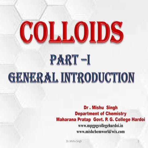 Colloids part 1 general introduction