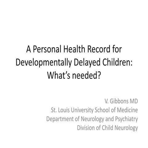 Update on Personal Health Records for Developmentally Delayed Individuals: Wh...