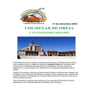 Viaje cultural a Colmenar de Oreja