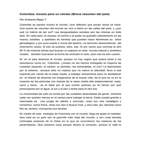 Colombia boceto Andreina Rojas Tarazona