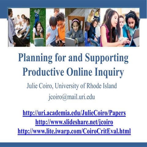 Planning For And Supporting Productive Online Inquiry