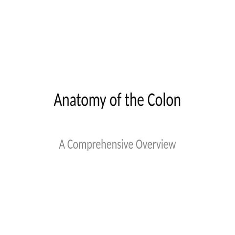 Colon and Rectum Surgical Anatomy and Physiology | PPTX