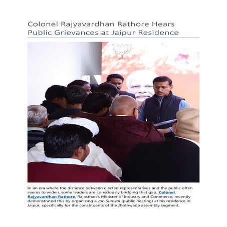 Colonel Rajyavardhan Rathore Hears Public Grievances at Jaipur ...