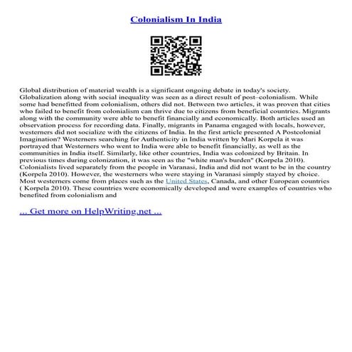 Colonialism In India