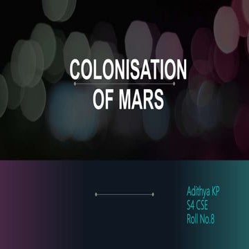 Colonisation of mars