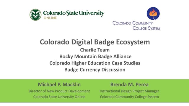 CCCS and CSU Digital Badge presentation at Aurora Badge Summit  June 2016