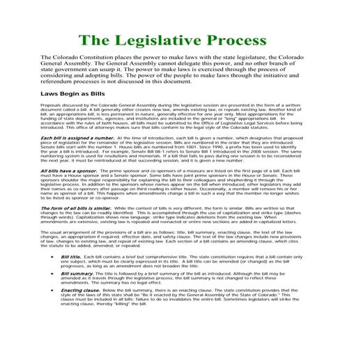 Colorado Legislative Process