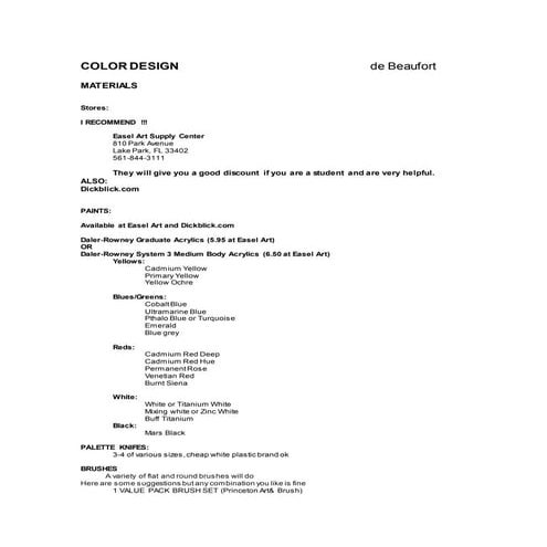 Color Design Materials de Beaufort