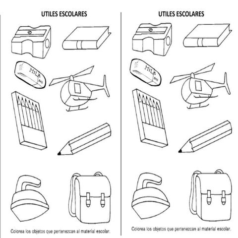 Colorea utiles escolares