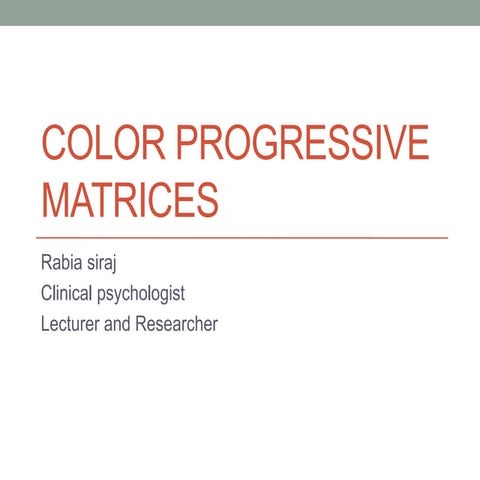 color progressive matrices - a presentation | PDF