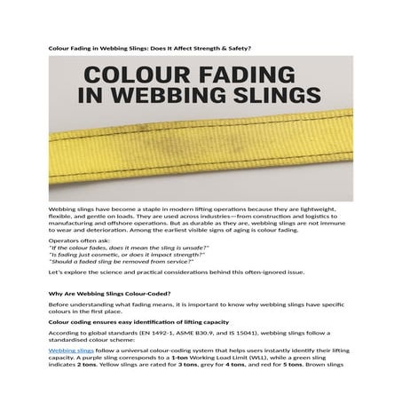 Colour Fading in Webbing Slings:Does It Affect Strength & Safety? | DOCX