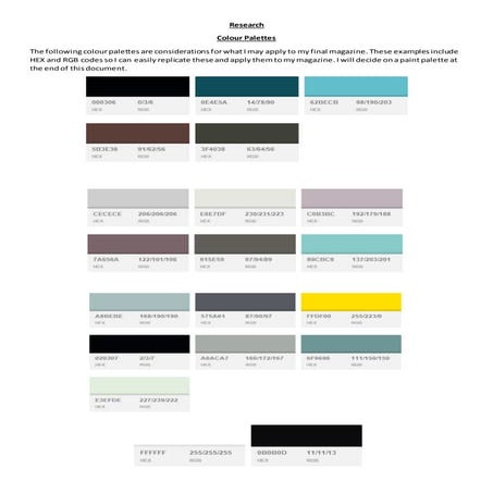 Colour palettes | DOCX