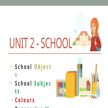 School Subjects Colours School Objects Pptx